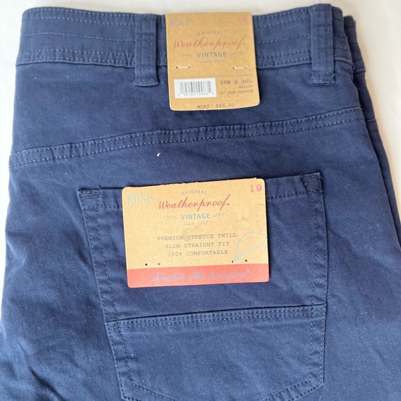 Weatherproof Vintage Slim Straight stretch Twill 38/30 NWT Navy blue/Dark Sapphi - Picture 4 of 8